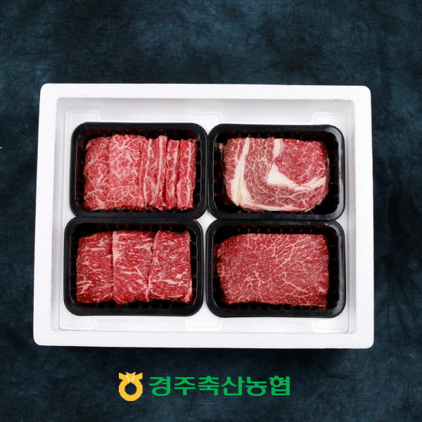 		농협몰 [경주축협] 1+등급 경주천년한우 선물세트 24호(갈비살400g+등심400g+채끝400g+불고기400g_1.6kg/냉장)