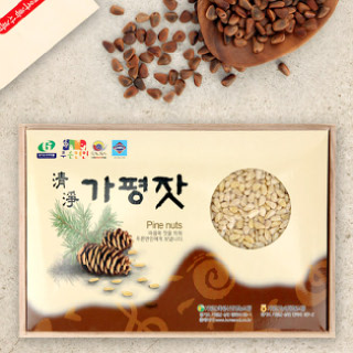 가평군농협 유기농 가평잣 선물세트 실백 2호 / 가평잣 1kg+선물포장지 포장