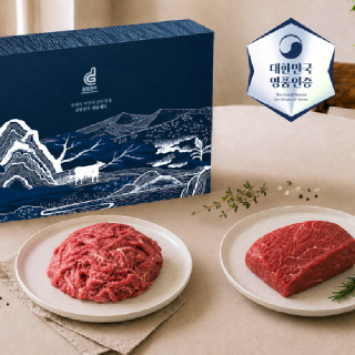 [강원한우] 정육세트, 1+등급 이상, 총 1.2kg(불고기 300g 2팩, 국거리 300g 2팩)