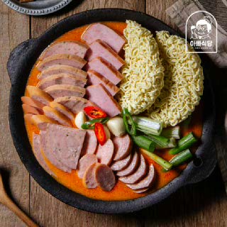[아빠식당]국내산 햄 듬뿍 부대찌개 600g 1팩 (면사리 증정)