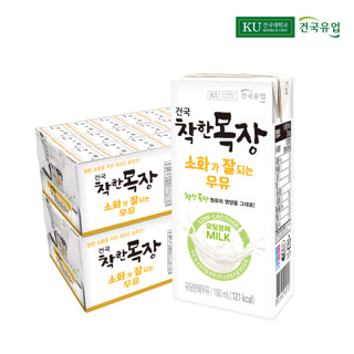 건국유업 착한목장 소화가 잘되는 우유 190ml 48팩