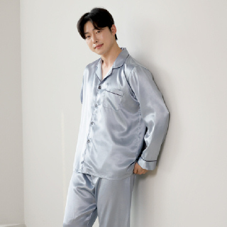 커플 실크 잠옷 여성 남자 파자마 신혼부부 결혼 선물 커플템 M2007 블루