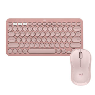 [로지텍 ] M240 무소음 Bluetooth 마우스 정품 파우더핑크 + [로지텍] K380S 무선 텐키리스 블루투스 키보드 로즈 노트북 휴대용 미니 소형 사무실