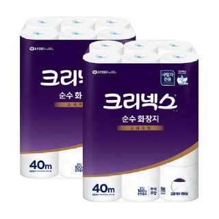 크리넥스 순수2겹 프리미엄 두루마리 화장지 40m 24롤 2팩 4517462