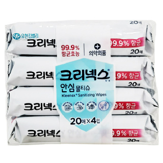 [바로바로팜]크리넥스안심물티슈휴대용20매*4입