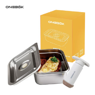 [ONEBOK] 원복 전자레인지용 올스텐 진공용기 1200ml+수동진공펌프 세트